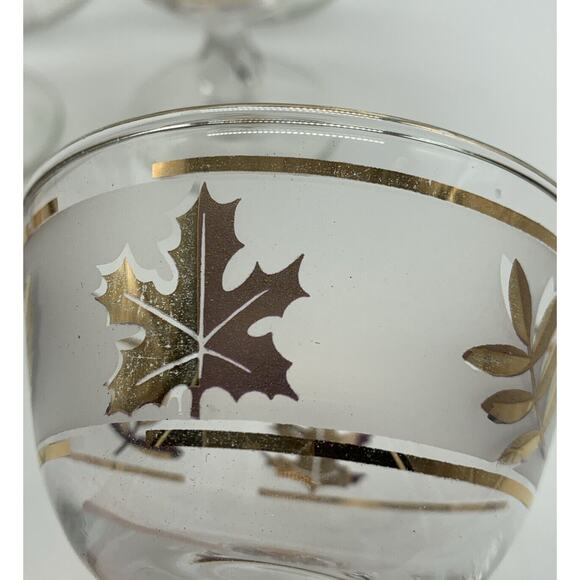 MCM Libbey Golden Foliage 8 Oz Sherbert Dessert Glasses Set Of 7 - Picture 3 of 3